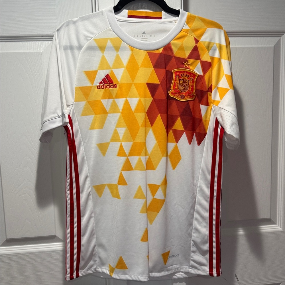 Adidas White Jersey with Red and Yellow Design